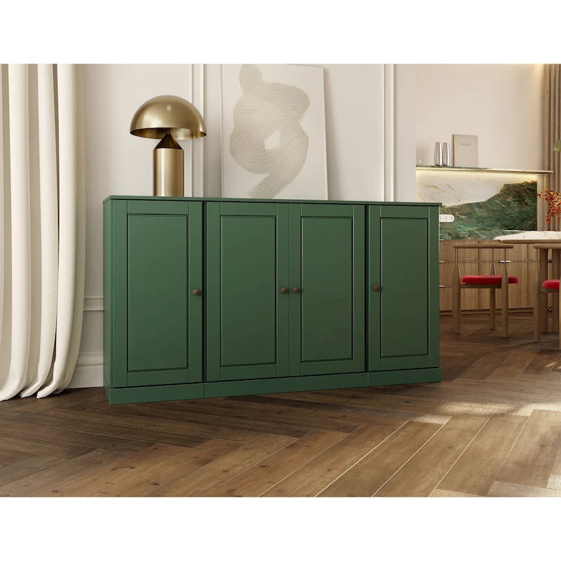 Sideboard aus 100 % Massivholz, 65 Zoll, mit Glas- oder Holztüren