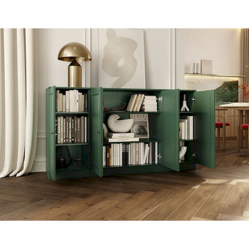 Sideboard aus 100 % Massivholz, 65 Zoll, mit Glas- oder Holztüren