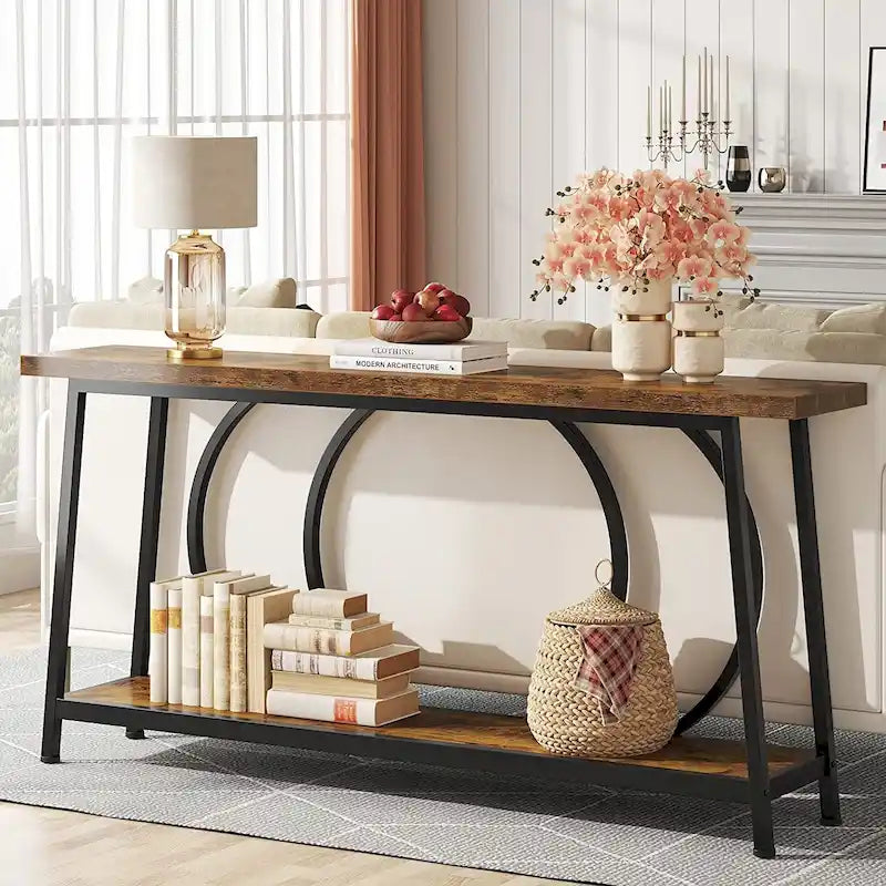 Table console étroite de 70.9 pouces avec rangement