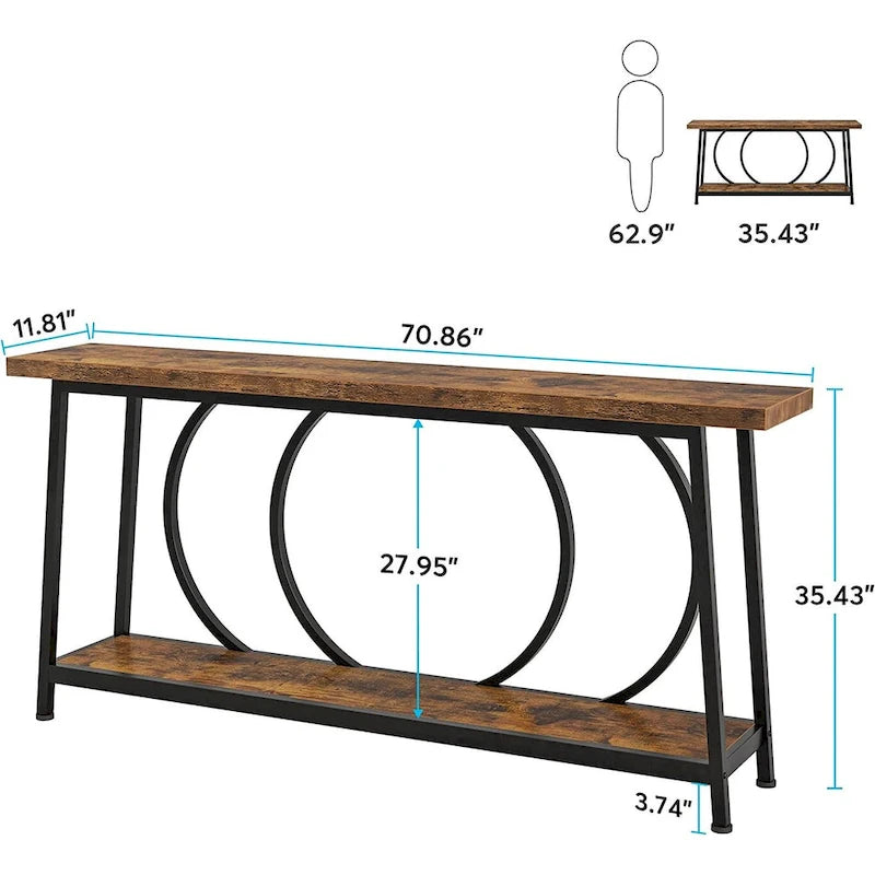 Table console étroite de 70.9 pouces avec rangement