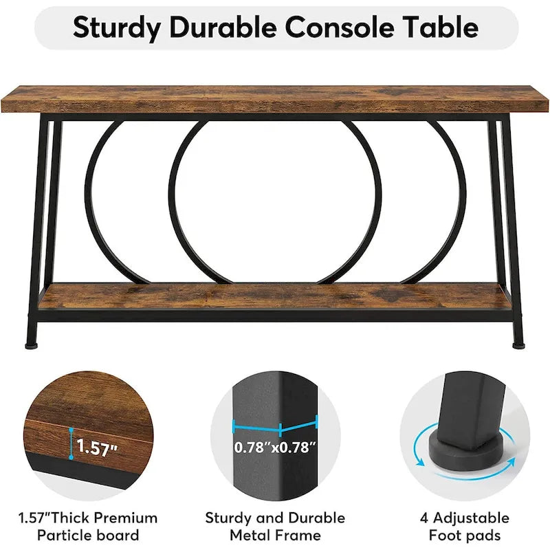 Table console étroite de 70.9 pouces avec rangement