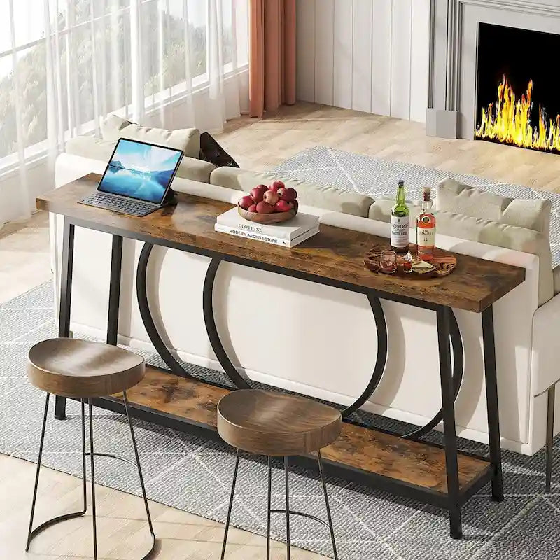 Table console étroite de 70.9 pouces avec rangement