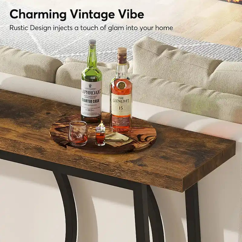 Table console étroite de 70.9 pouces avec rangement