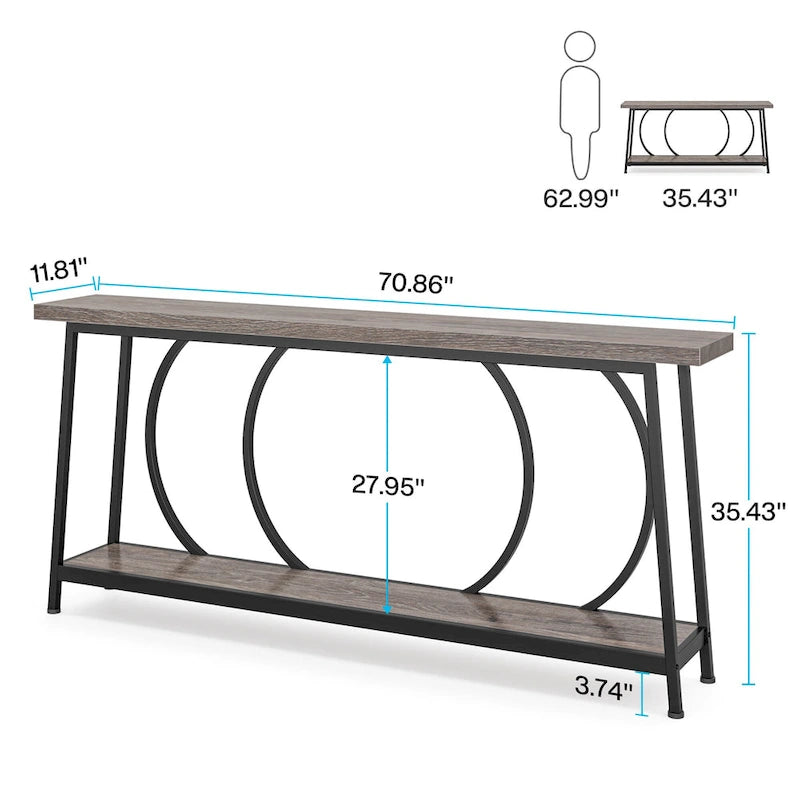 Table console étroite de 70.9 pouces avec rangement