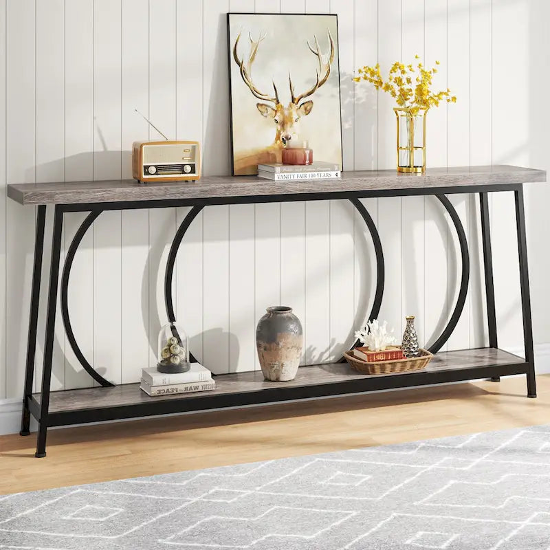 Table console étroite de 70.9 pouces avec rangement
