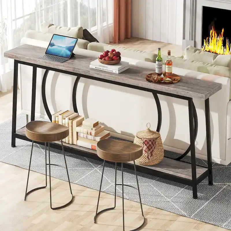Table console étroite de 70.9 pouces avec rangement