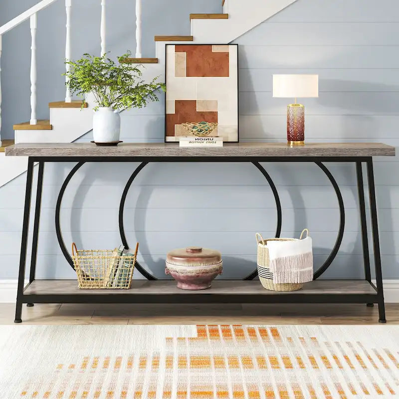 Table console étroite de 70.9 pouces avec rangement