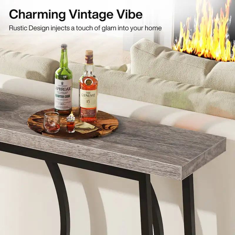 Table console étroite de 70.9 pouces avec rangement