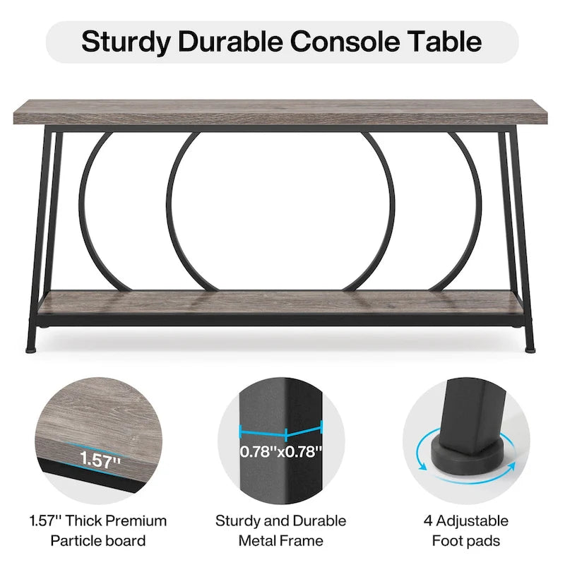Table console étroite de 70.9 pouces avec rangement