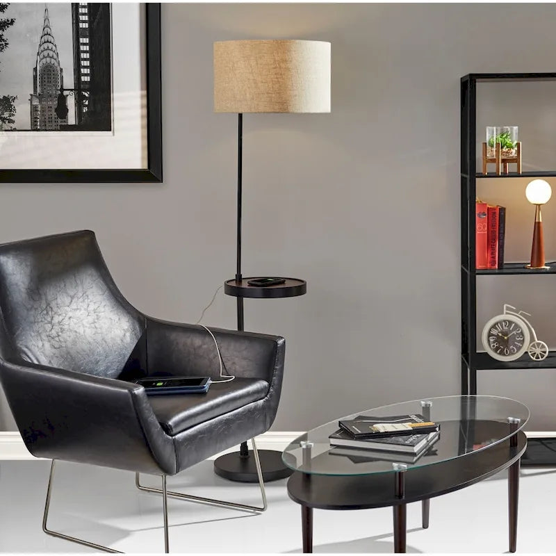 Adesso Kendrick Distressed Black or Camel Leather Chair