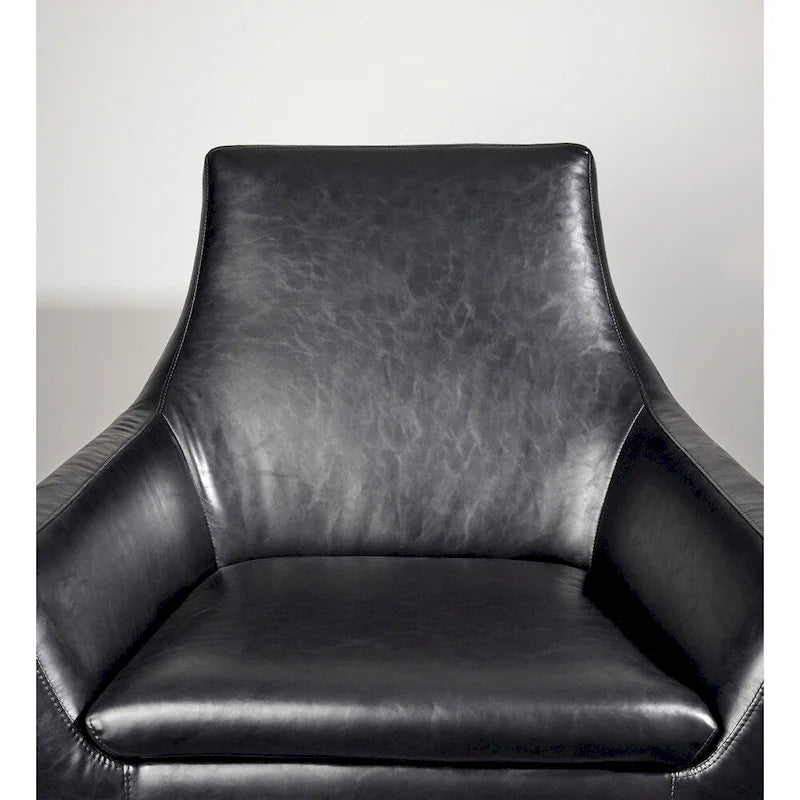 Distressed PU Leather Accent Chair with Brushed Steel Legs