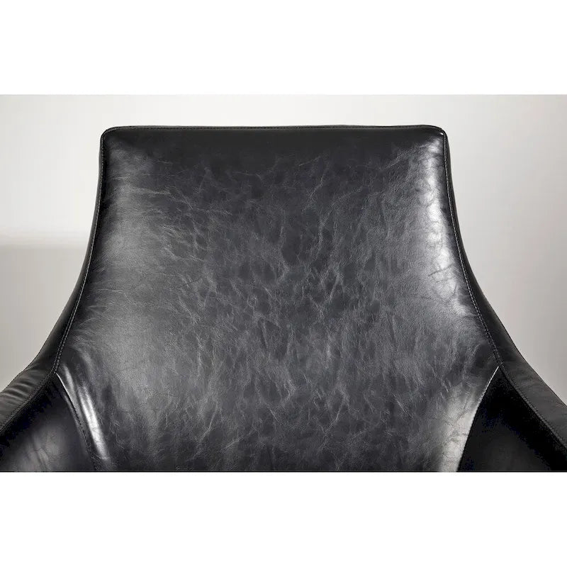 Distressed PU Leather Accent Chair with Brushed Steel Legs