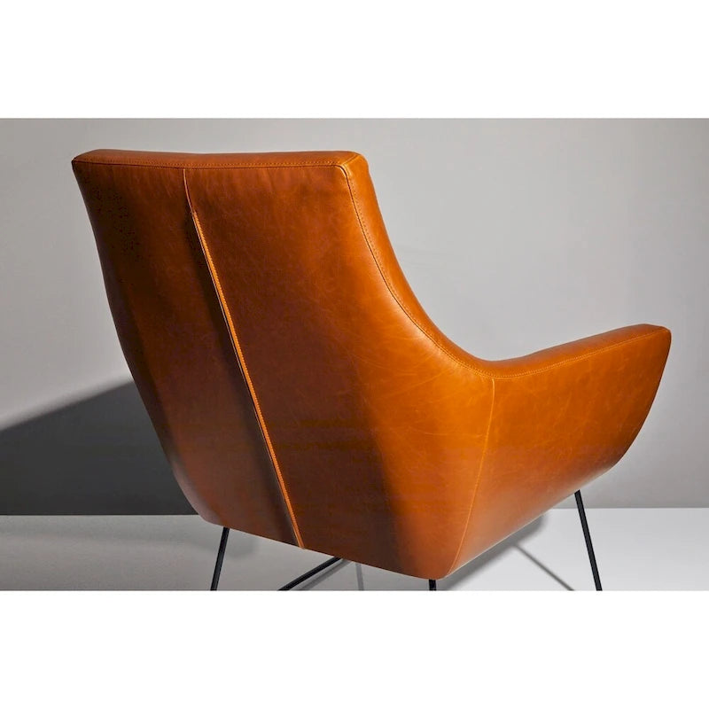 Distressed PU Leather Accent Chair with Brushed Steel Legs