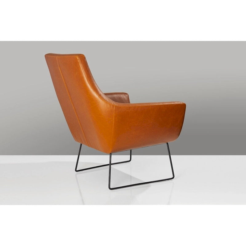 Distressed PU Leather Accent Chair with Brushed Steel Legs