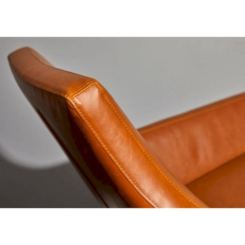 Distressed PU Leather Accent Chair with Brushed Steel Legs