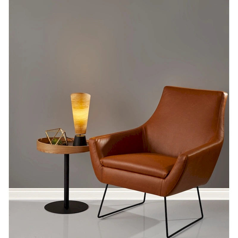 Distressed PU Leather Accent Chair with Brushed Steel Legs