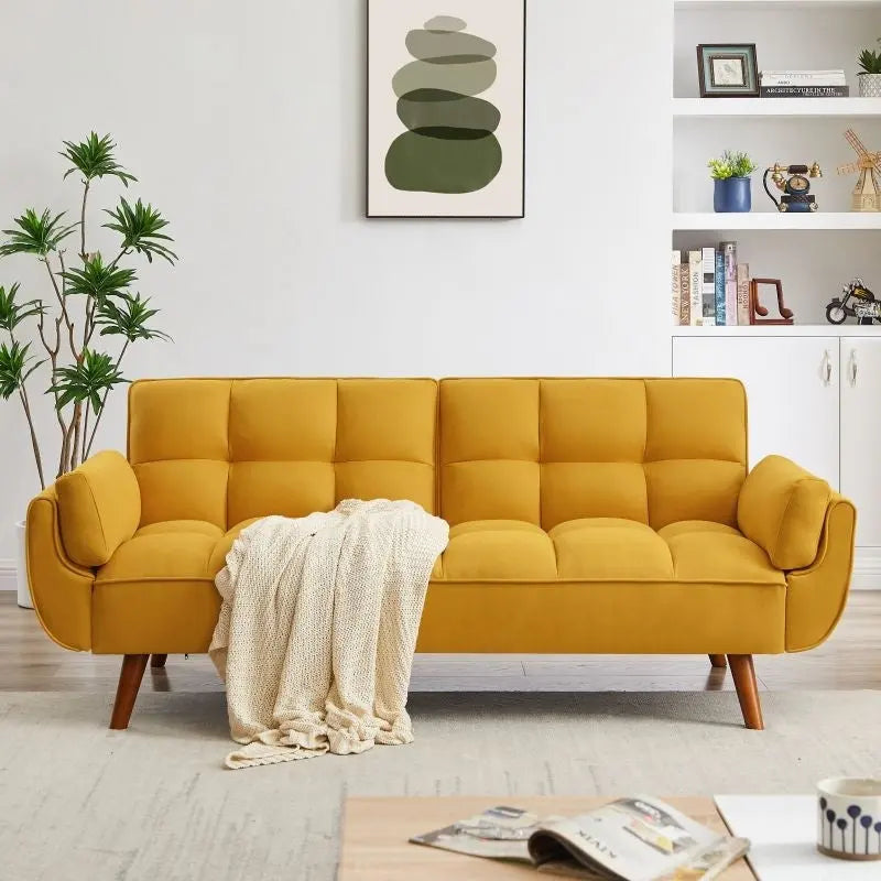 75-inch Convertible Sofa Bed with Pillows and Foldable Loveseat