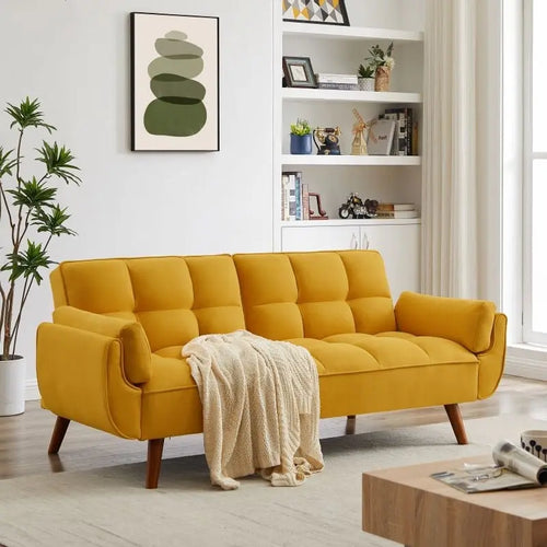 75-Zoll-Schlafsofa mit Umwandlungsfunktion, Kissen und ausklappbarem Zweisitzer