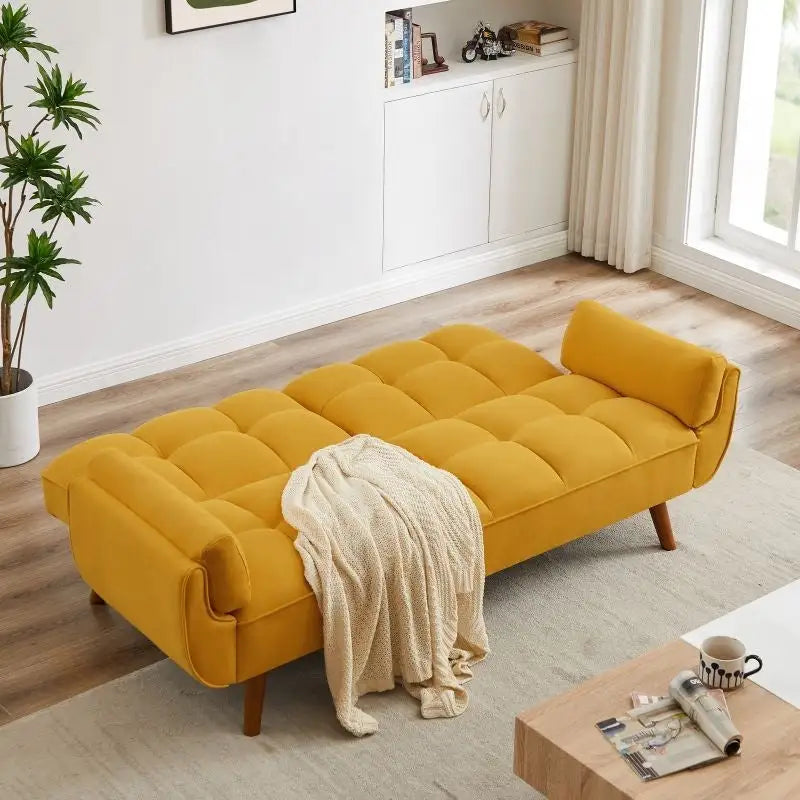 75-inch Convertible Sofa Bed with Pillows and Foldable Loveseat
