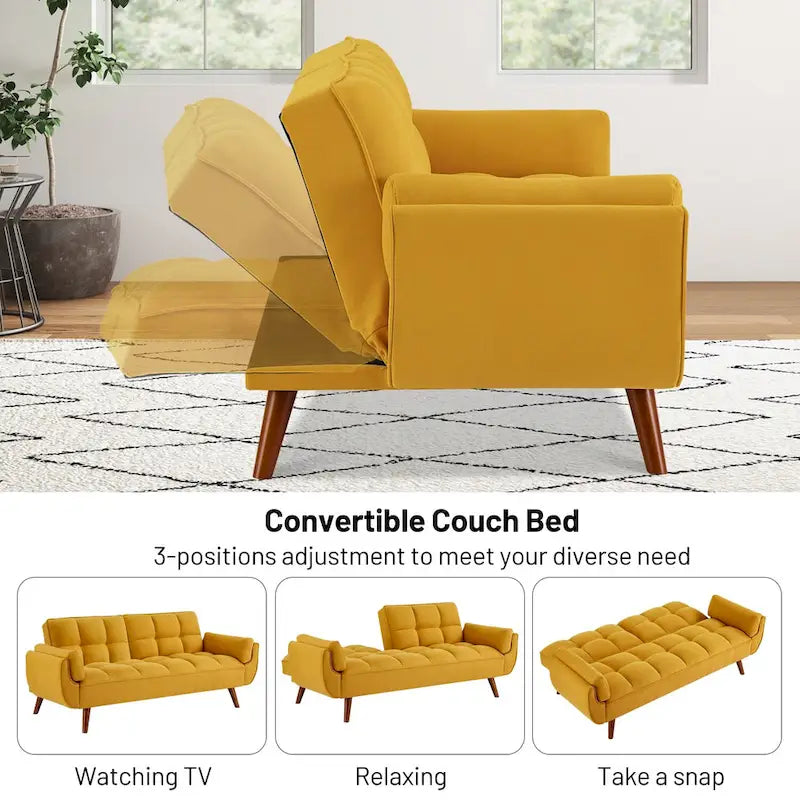 75-inch Convertible Sofa Bed with Pillows and Foldable Loveseat