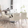Moderne eetkamerstoelen van fluweel met geplooide rugleuning en handgreep aan de achterkant (set van 4)