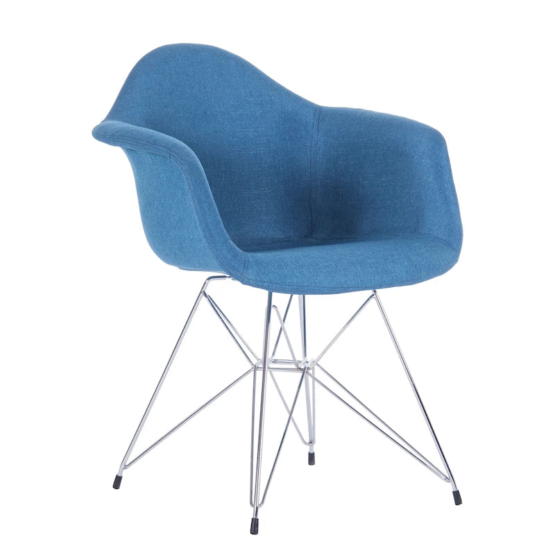Upholstered Dining Armchairs with Chrome Metal Legs (Set of 2)