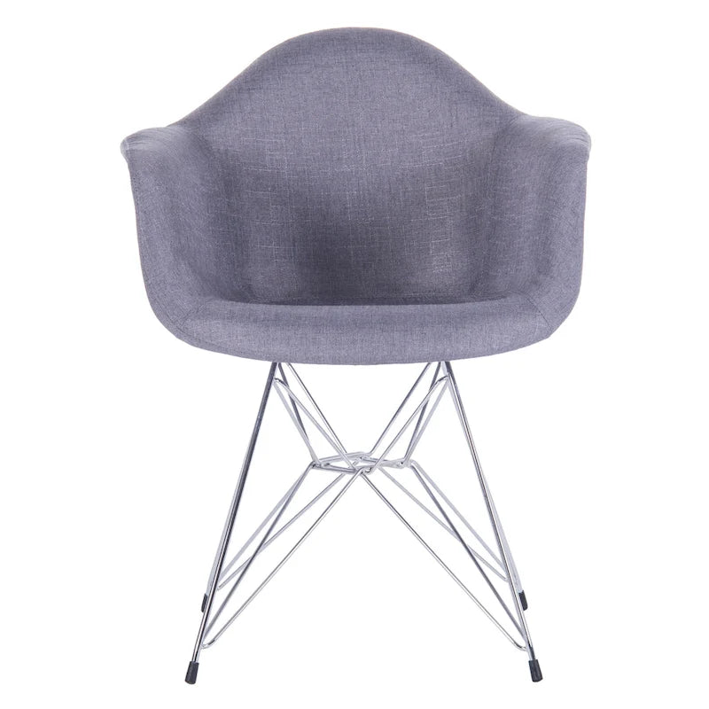 Upholstered Dining Armchairs with Chrome Metal Legs (Set of 2)