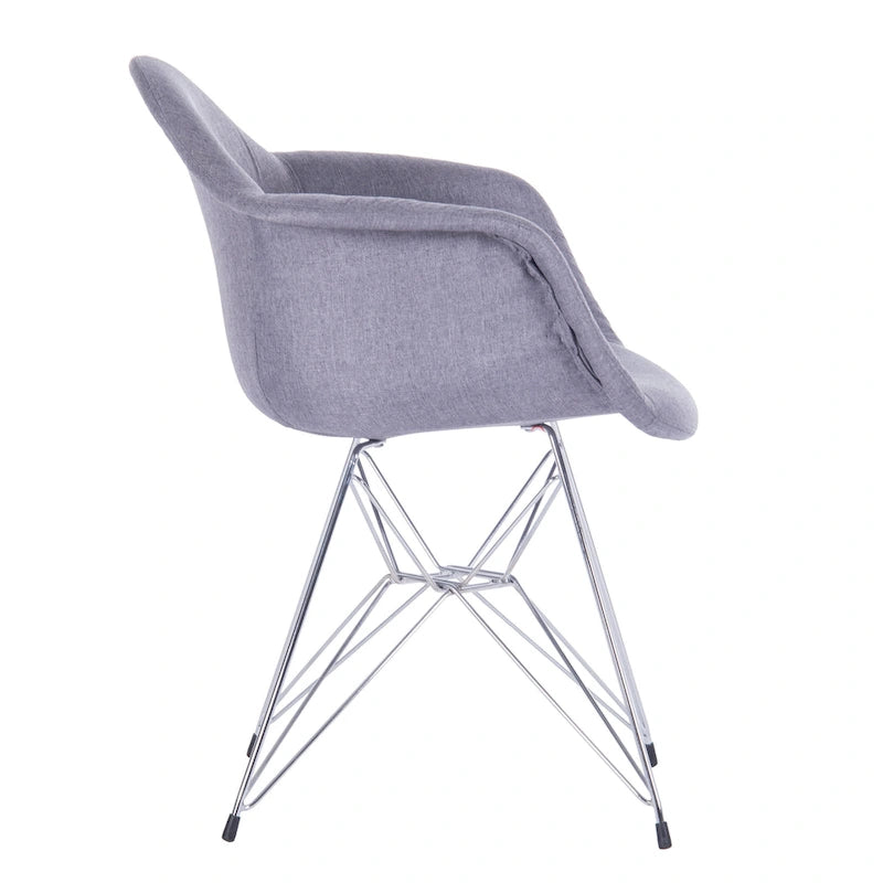 Upholstered Dining Armchairs with Chrome Metal Legs (Set of 2)