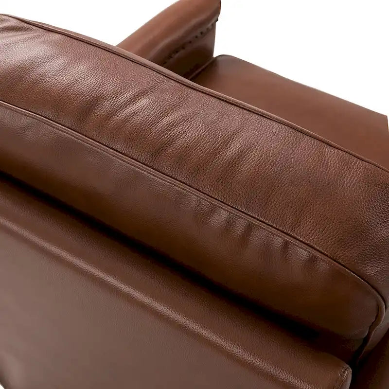 Classic Genuine Leather 360° Swivel Armchair with Nailhead Trim