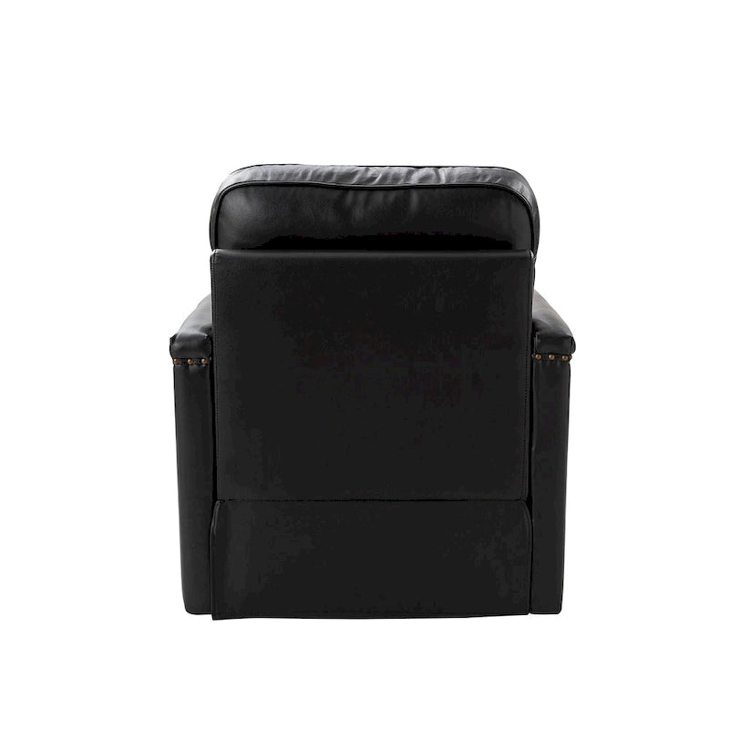 Classic Genuine Leather 360° Swivel Armchair with Nailhead Trim