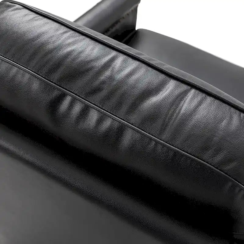 Classic Genuine Leather 360° Swivel Armchair with Nailhead Trim