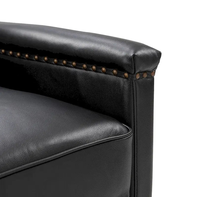 Classic Genuine Leather 360° Swivel Armchair with Nailhead Trim