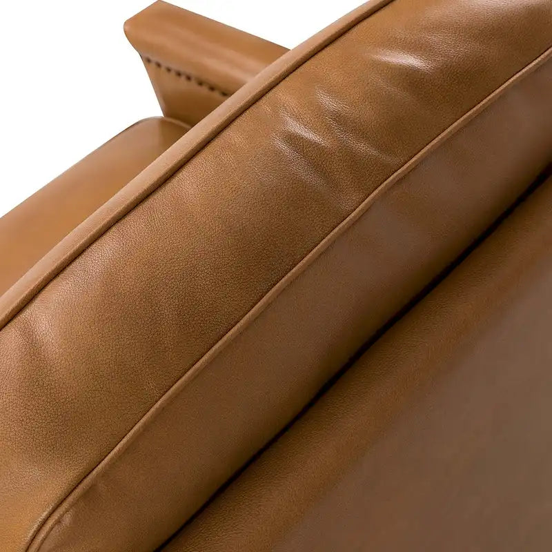 Classic Genuine Leather 360° Swivel Armchair with Nailhead Trim