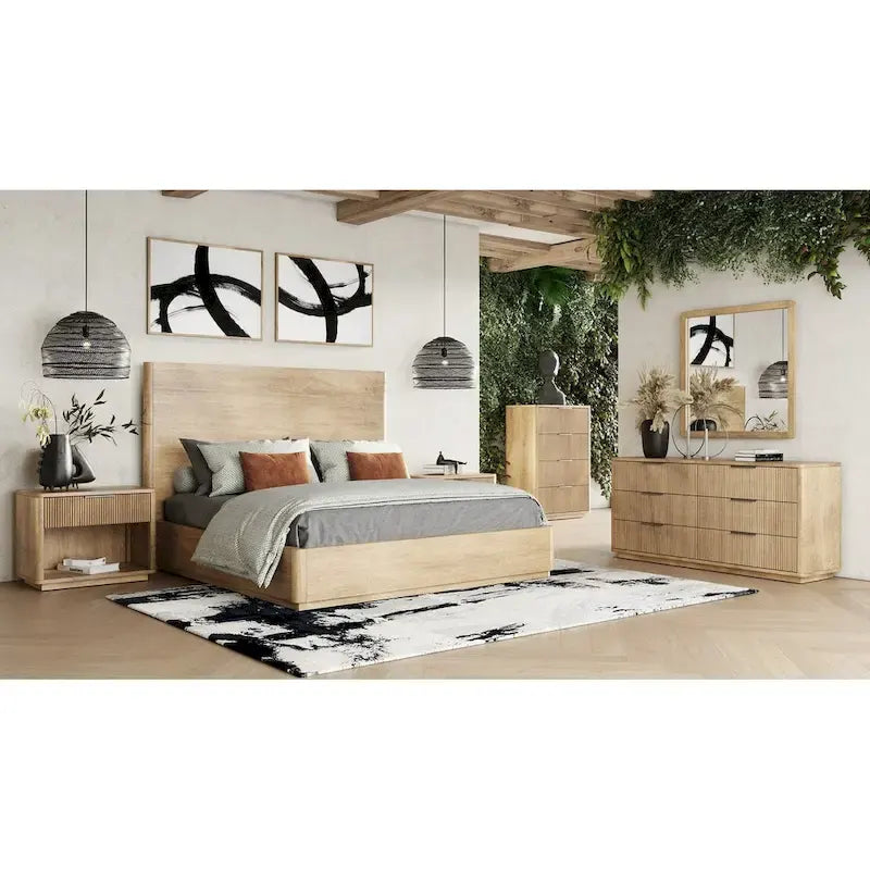 Modern Natural Oak Bed - Queen, Eastern King, California King