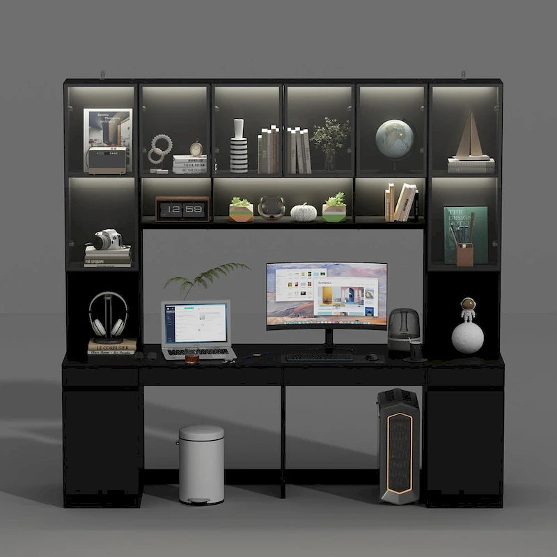 90.6-inch Double Desk Workstation with Storage