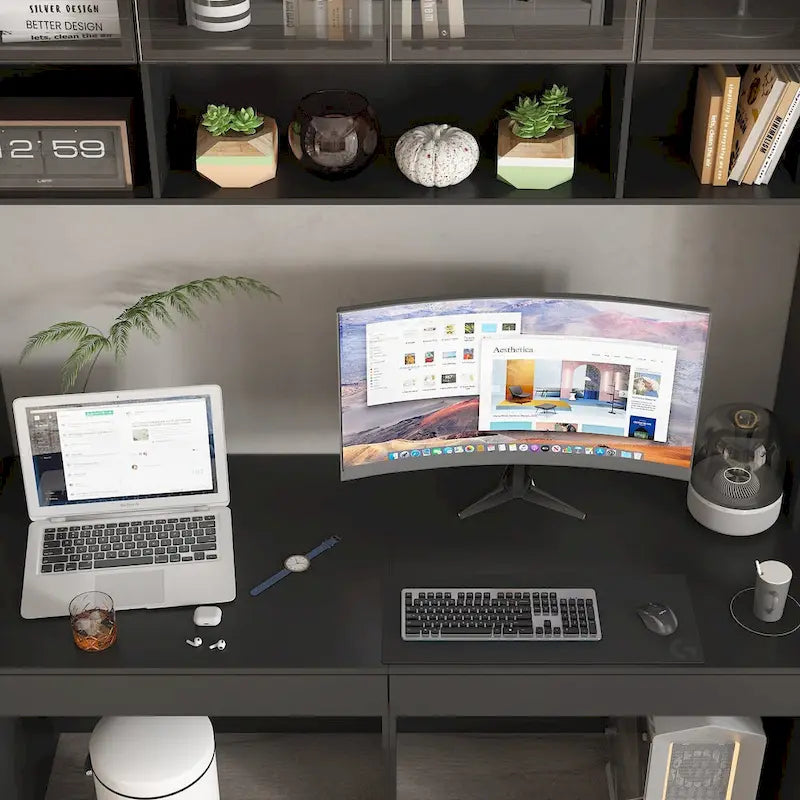 90.6-inch Double Desk Workstation with Storage