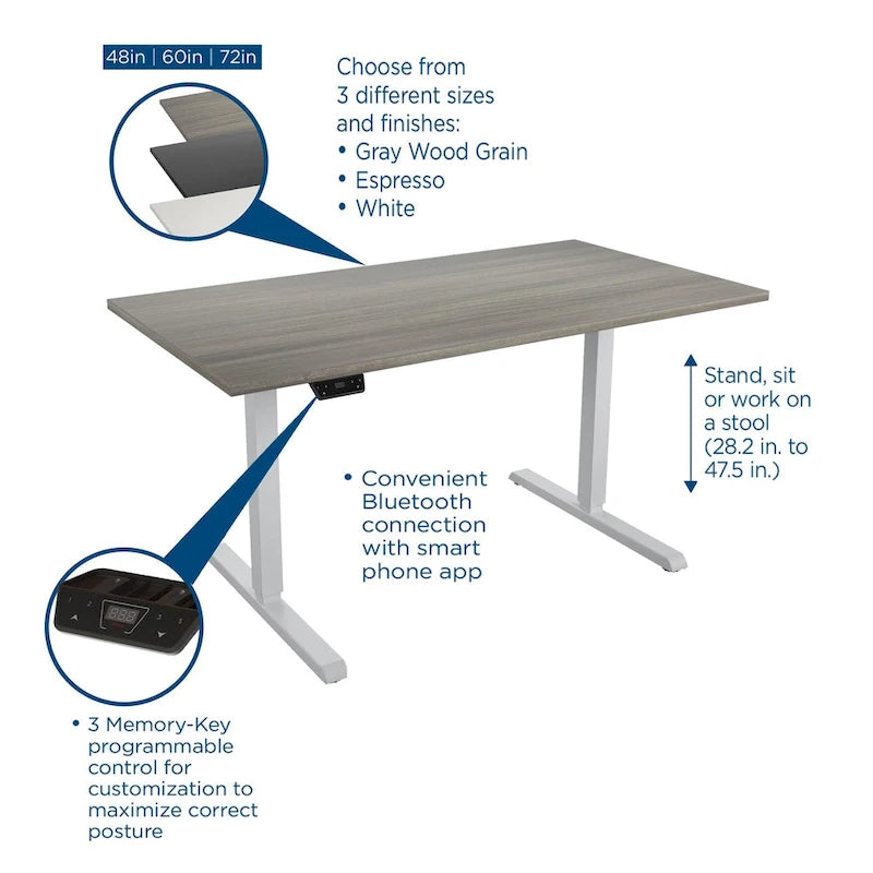 Electric Height-Adjustable Standing Desk with 3-Memory Settings
