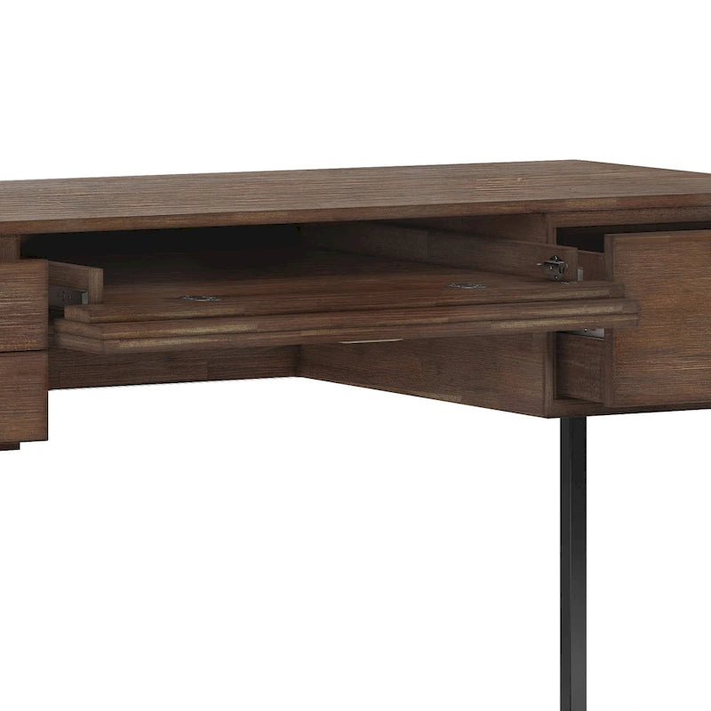 Solid Acacia Wood Modern Industrial 60-inch Wide Desk - Rustic Natural Brown