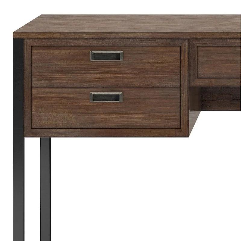 Solid Acacia Wood Modern Industrial 60-inch Wide Desk - Rustic Natural Brown