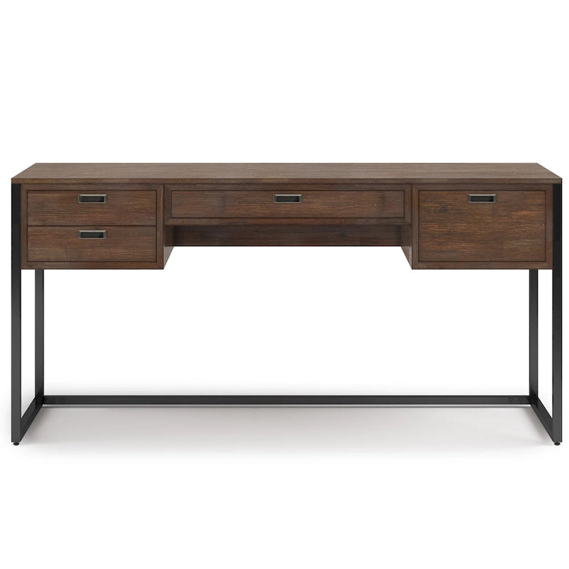 Modern industrieel bureau van massief acaciahout van 60 inch breed - rustiek naturelbruin