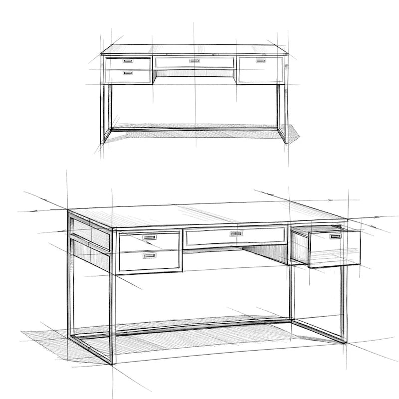 Modern industrieel bureau van massief acaciahout van 60 inch breed - rustiek naturelbruin
