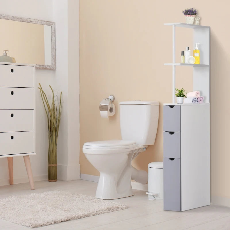 Bathroom Tower Storage Cabinet - 6W x 13D x 55.25H