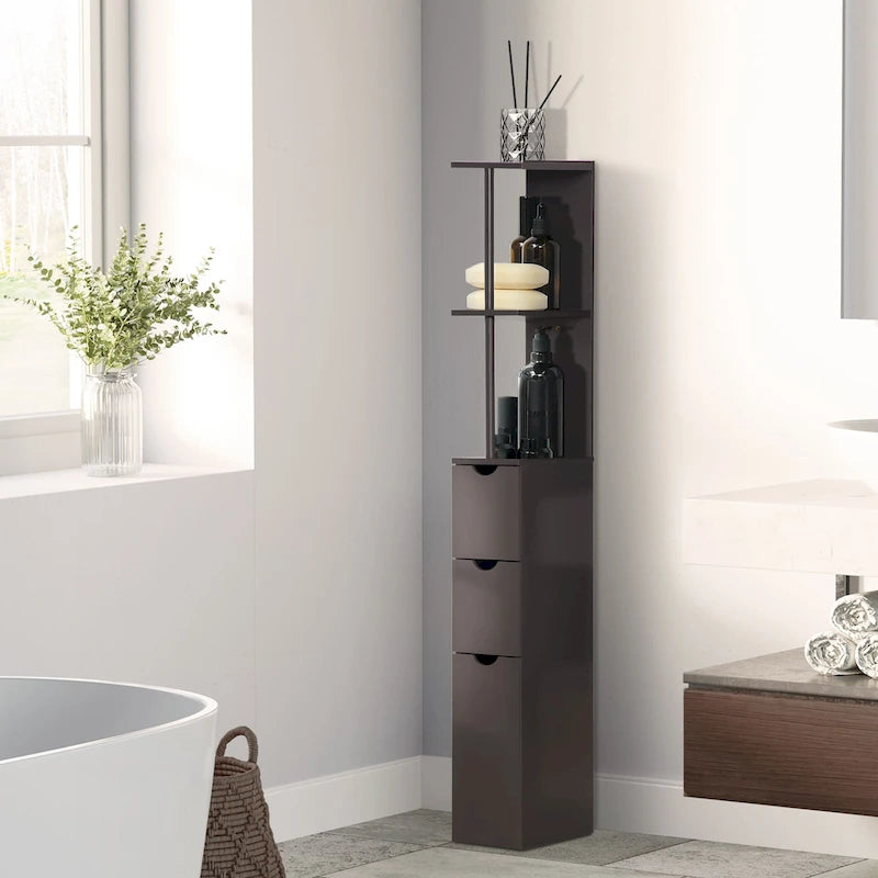 Bathroom Tower Storage Cabinet - 6W x 13D x 55.25H