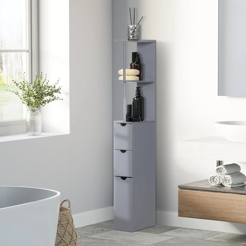 Bathroom Tower Storage Cabinet - 6W x 13D x 55.25H