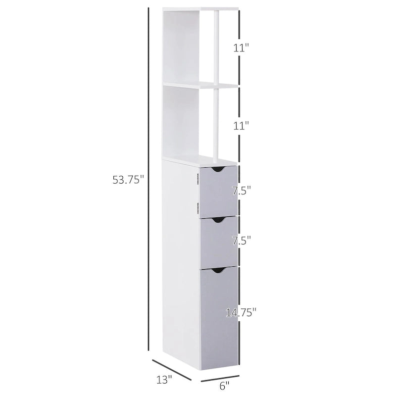 Bathroom Tower Storage Cabinet - 6W x 13D x 55.25H
