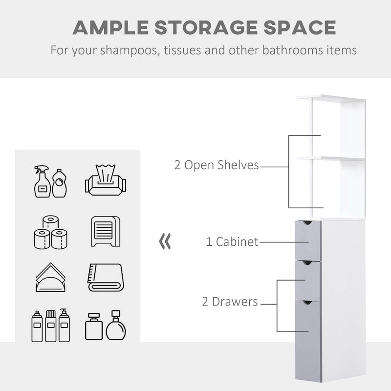 Bathroom Tower Storage Cabinet - 6W x 13D x 55.25H