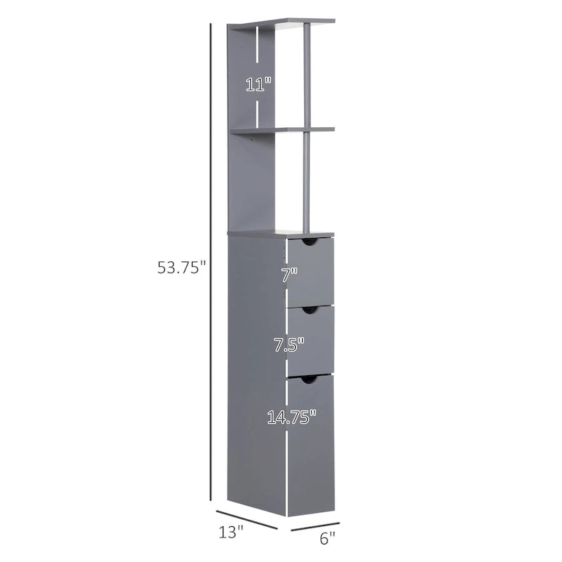 Meuble colonne de rangement pour salle de bains - 6W x 13D x 55.25H