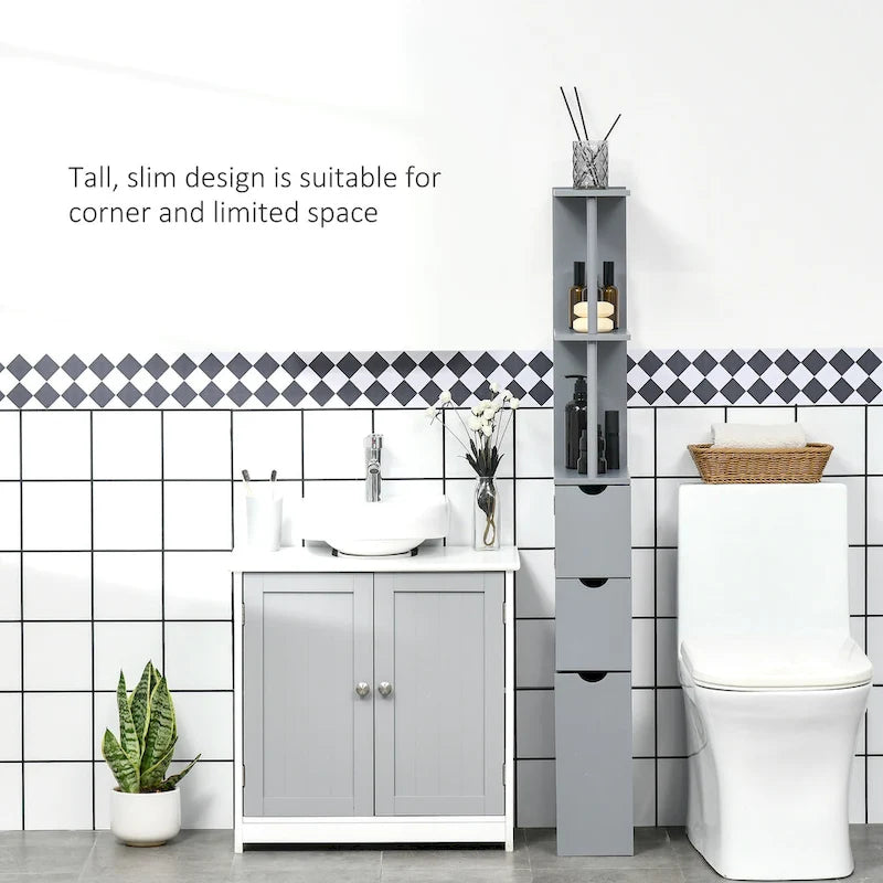 Meuble colonne de rangement pour salle de bains - 6W x 13D x 55.25H