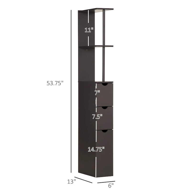 Meuble colonne de rangement pour salle de bains - 6W x 13D x 55.25H