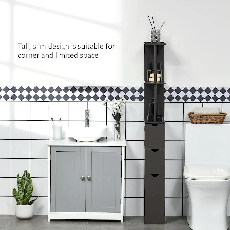 Meuble colonne de rangement pour salle de bains - 6W x 13D x 55.25H